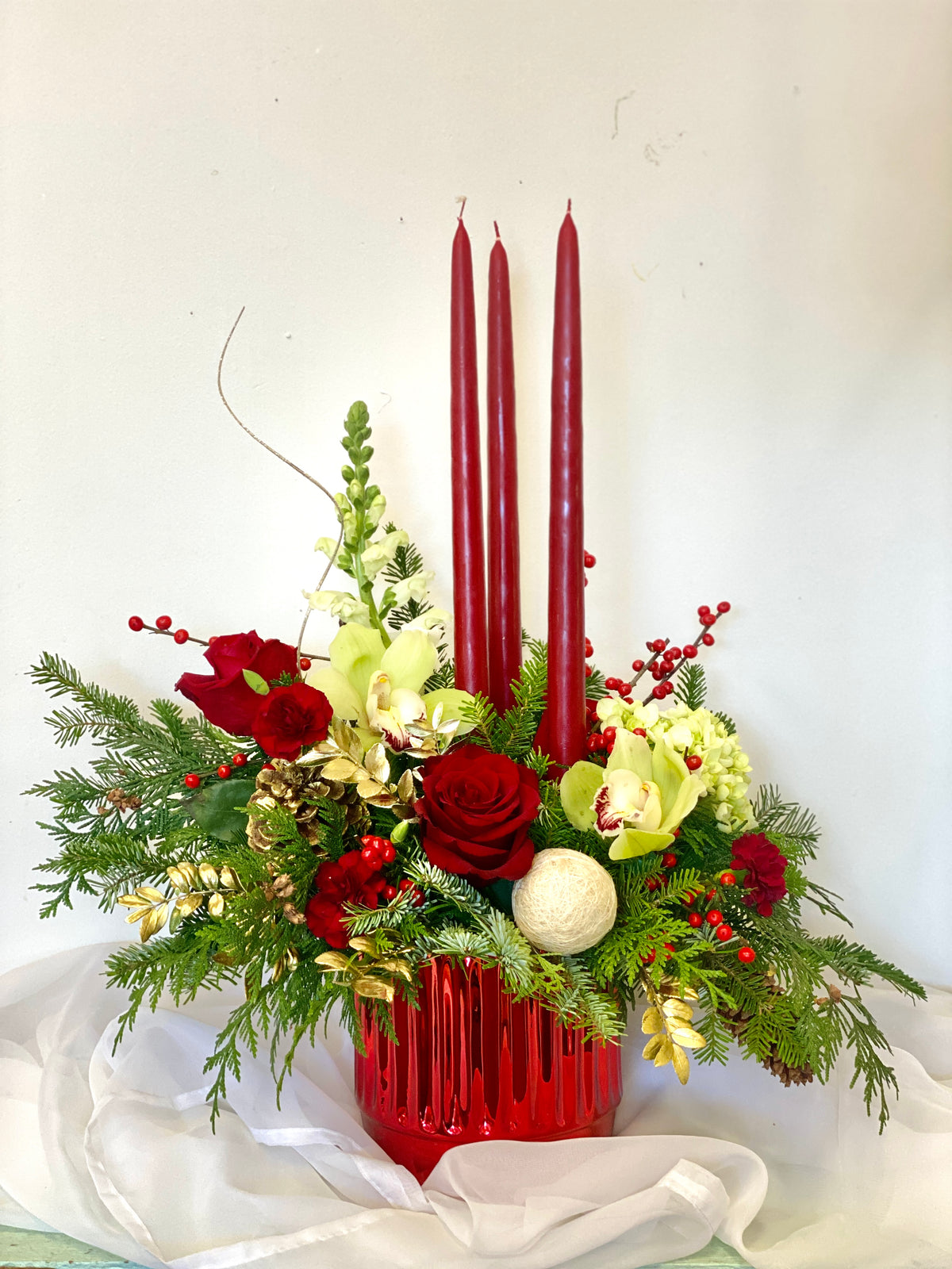 Christmas No.130 (Photo shown is with 3 candles $110. 2 candles $105, 1 candle $100 CAD)