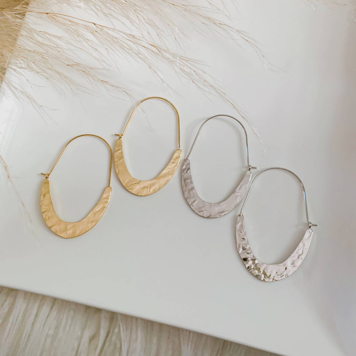 Oh So Lovely - Ivy Textured Hoops - Silver