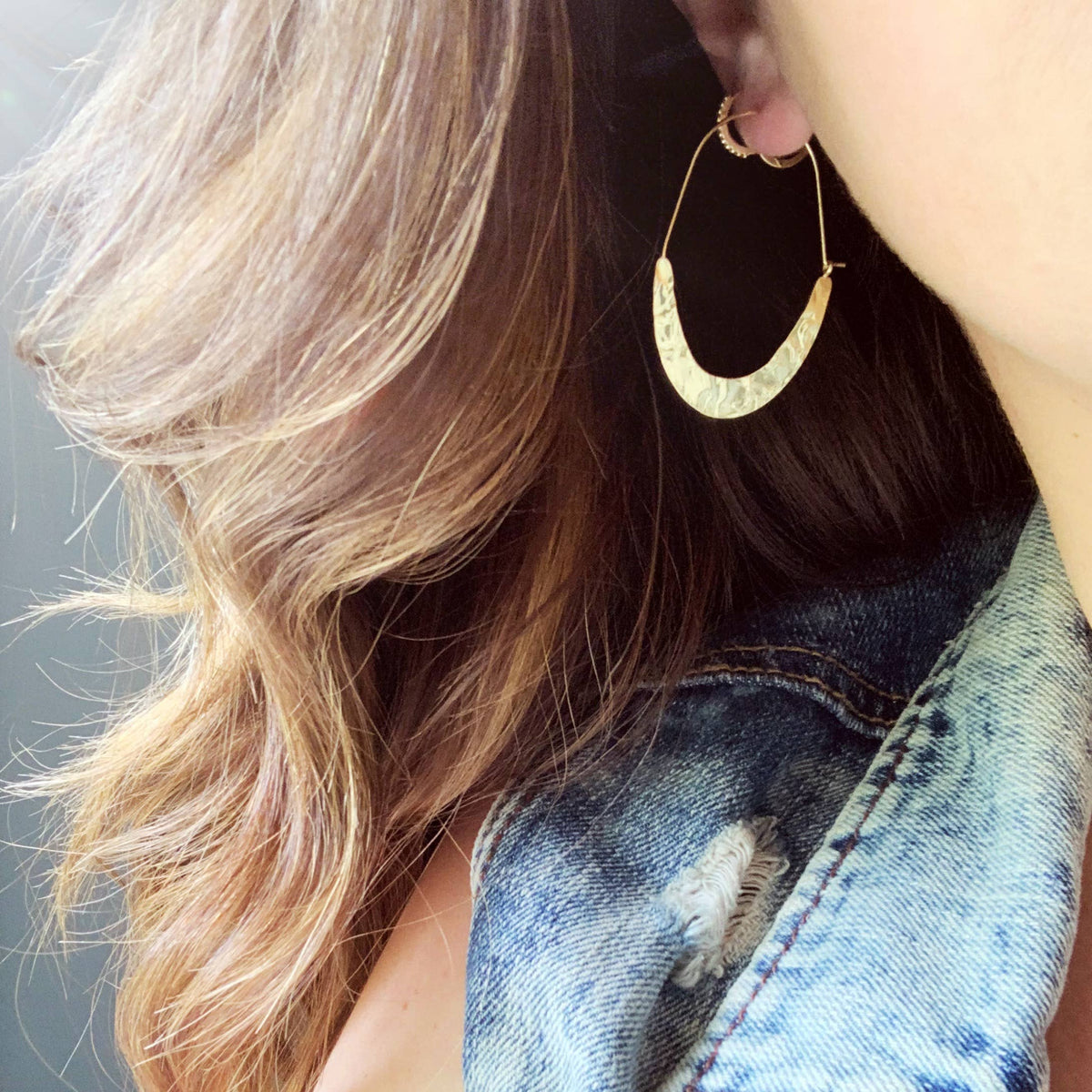 Oh So Lovely - Ivy Textured Hoops - Silver